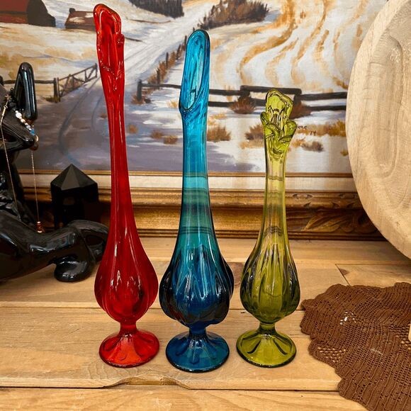 Vintage Viking Epic 6 Pedestal Bluenique Bud Vase MCM - Picture 4 of 4